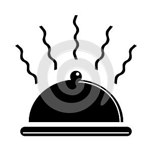 Hot dish symbol icon in black color on a white background