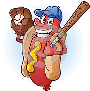 Hot Dog Baseball Cartoon Character photo