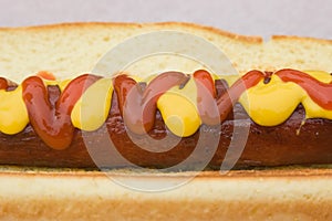 Hot dog on a bun