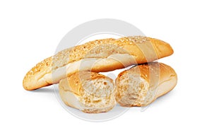 Hot dog buns isolated on white background photo