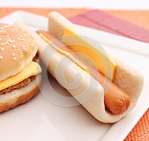 Hot dog and burger
