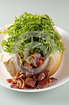 Hot dog cachorro quente bacon salada photo