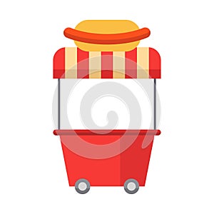 Hot dog cart flat clipart vector illustration