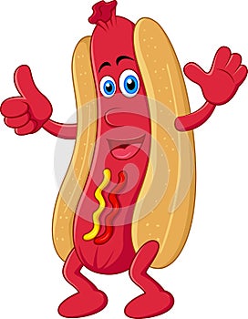 Hot dog cartoon character with thumb up