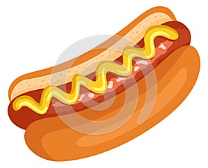 Hot dog cartoon icon. American fast food