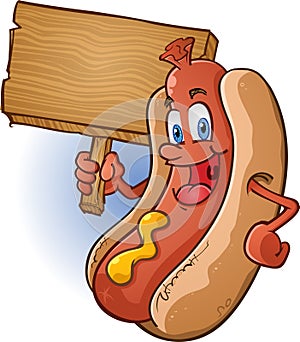 Hot Dog Character Holding Sign