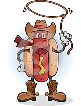 Hot Dog Cowboy Cartoon Character photo