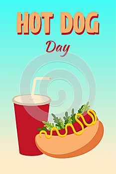 hot dog day, card, flyer, burger vector illustration
