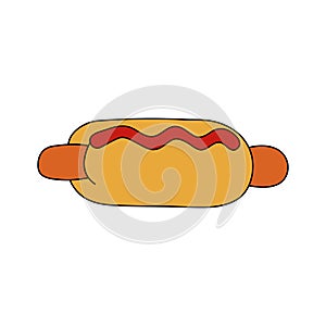Hot dog. Doodle element. Fast food. Icon.Vector illustration.