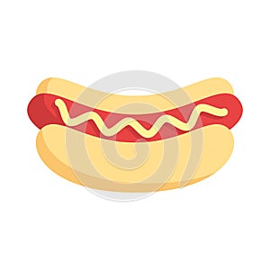 Hot dog or fast food flat style icon. Delicious hotdog vector illustration