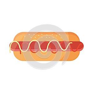 Hot dog fast food menu in cartoon flat icon