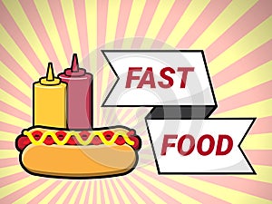 Hot dog fast food over vector illustration