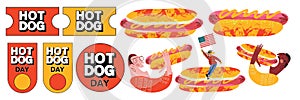 Hot dog. Fast food. Sausage in a bun. Vector illustration