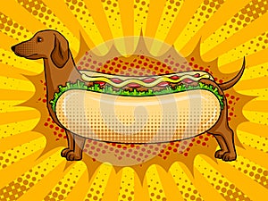 Hot dog funny metaphor pop art vector