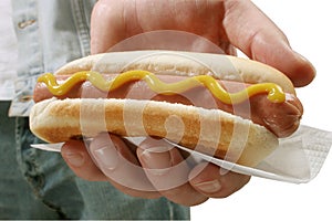 Hot dog in hand