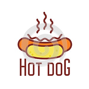 Hot dog icon - street food emblem with hotdog