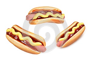 Hot dog isolated on white background. Copy space