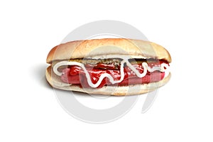 Hot dog with ketchup photo