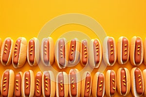 hot dog meal fast background food sauce sausage bread american meat. Generative AI.