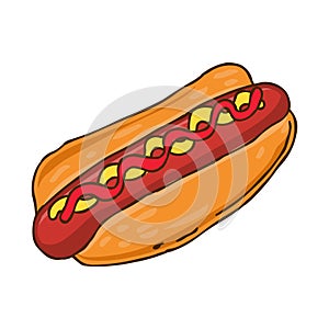 Hot dog. Meat food illustration.