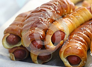 Hot dog pork sausage rolls