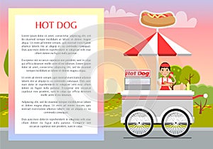 Hot Dog Poster and Text Sample Vector Illustration