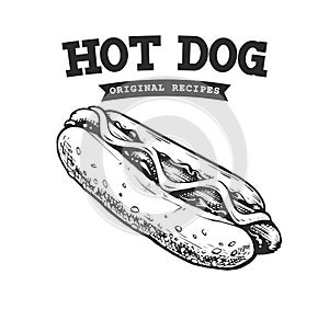 Hot Dog Retro Emblem
