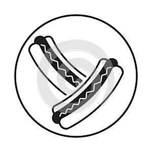 Hot Dog sausage or hotdog circled flat vector icon for apps and websites