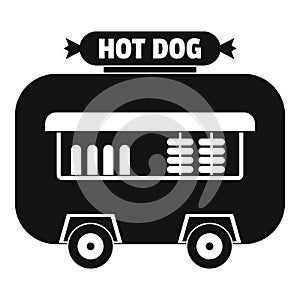 Hot dog shop trailer icon, simple style.