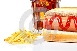 Hot dog, soda and french fries