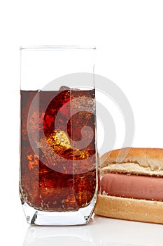 Hot dog and soda glass