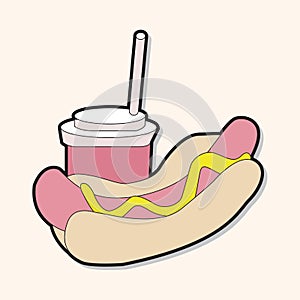 Hot dog and soda theme elements vector,eps
