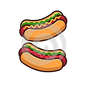 Hot dog vector illustration with a simple and cute design isolated on white background