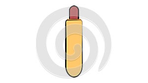 Hot dog on white background, vector illustration. vertical bun with a hole, inside a sausage. thin French hotdog. fast food food,