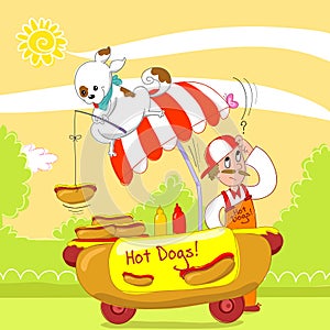Hot dogs humorous vector photo