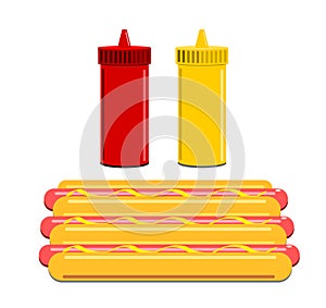 Hot dogs and condiments
