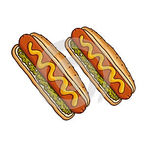 Hot dogs buns illustration