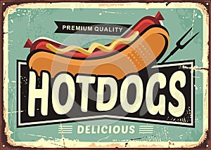 Hot dogs vintage tin sign idea photo