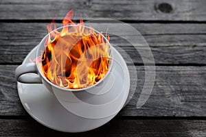 Hot drink. Coffee burning in fire