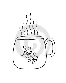 Hot drink in a cup vector illustration, steaming tasty beverage