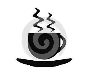 Hot drink icon, cup of tea or coffee, flat style