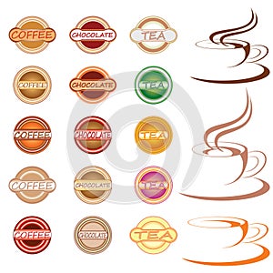 Hot drink labels and icons