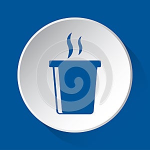 Hot drink with smoke - blue icon on white button