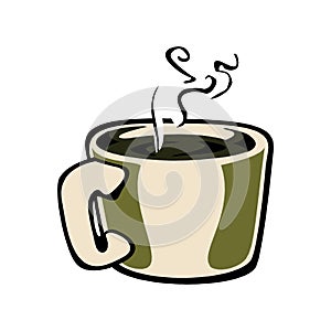 Hot drink, steam, icon of cofee isolated on a white background in EPS10