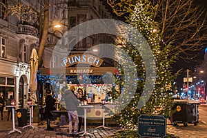 Hot Drinks Christmas Stall with People