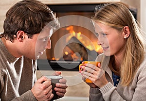 Hot drinks and fireplace