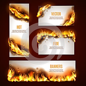 Hot fire banners set
