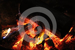 Hot Fire Coals at Night photo