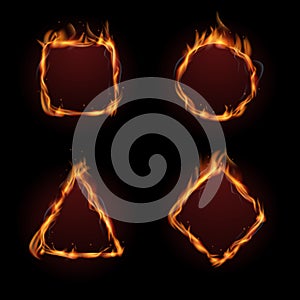 Hot fire flame frame vector set