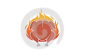 Hot Food Chicken Fire Logo